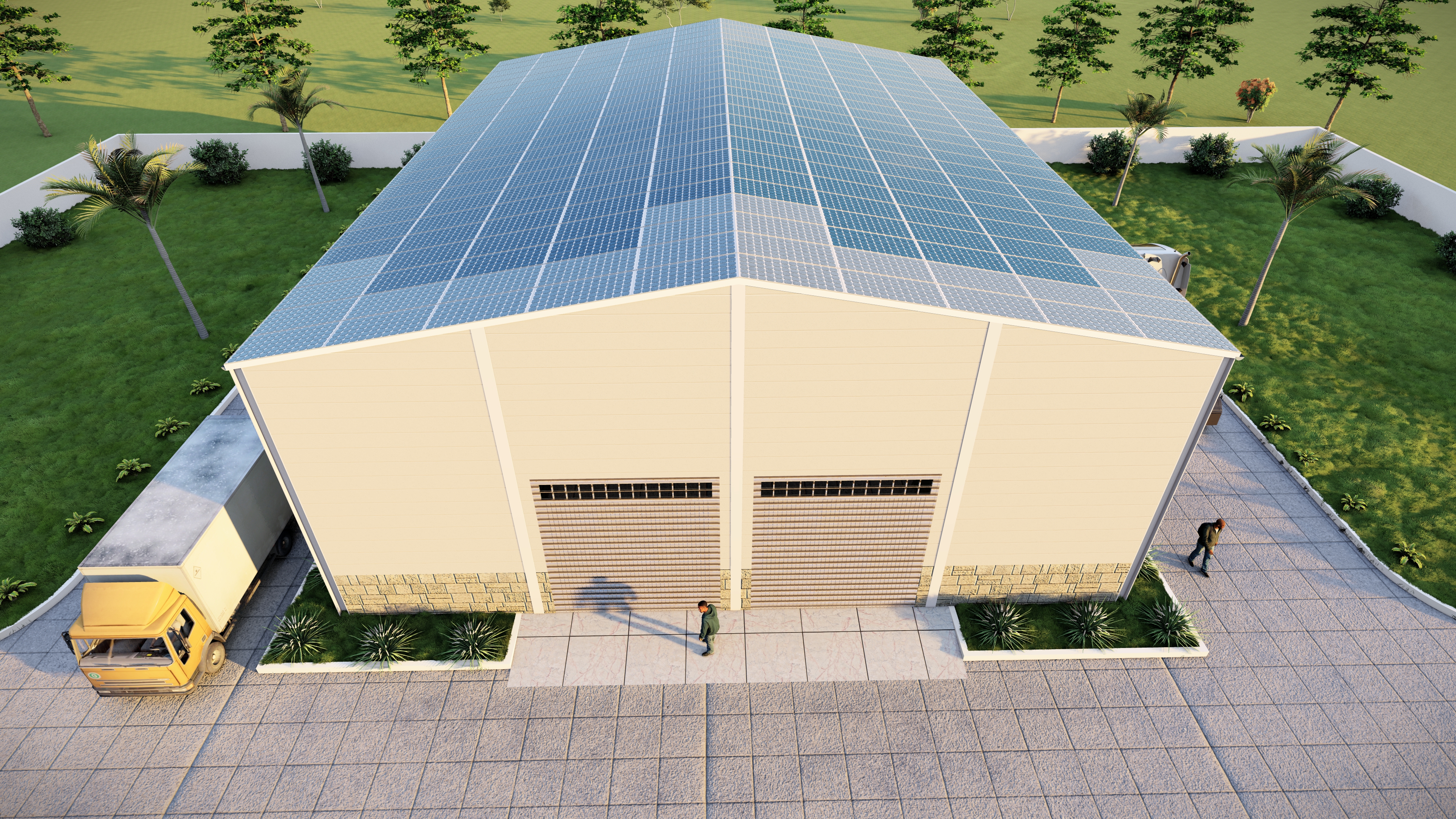 Commercial solar roofing systems for industrial warehouse applications